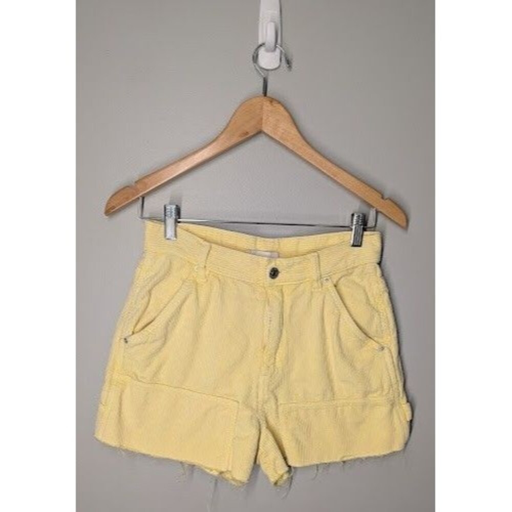 BDG Urban Outfitters Yellow Cut Off Carpenter Corduroy Shorts Size 28